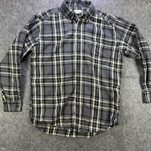 J Crew Shirt Mens Medium Gray Green Plaid Flannel Button Down Casual